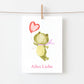 Postkarte Karte Frosch Alles Liebe A6 mit Froschmotiv und Alles Liebe-Schriftzug, gedruckt auf hochwertigem, beschreibbarem 300g Naturpapier. Größe: A6.