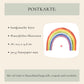 Postkarte Karte Regenbogen mit Herz A6, zeigt einen bunten Regenbogen auf hochwertigem 300g Naturpapier. Rückseite beschreibbar, Größe A6, ohne Dekorationen.