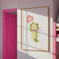Poster Frosch & Ballon A3 & A4: Ein fröhliches Froschmotiv auf hochwertigem, mattem Naturpapier; ideal für Kinderzimmerdekoration, ohne Rahmen nutzbar.