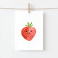 Postkarte Karte Erdbeere A6, gestaltet mit einer Erdbeere. Gedruckt auf hochwertigem, mattem Naturpapier, ideal für Grüße oder Dekoration. Größe A6.