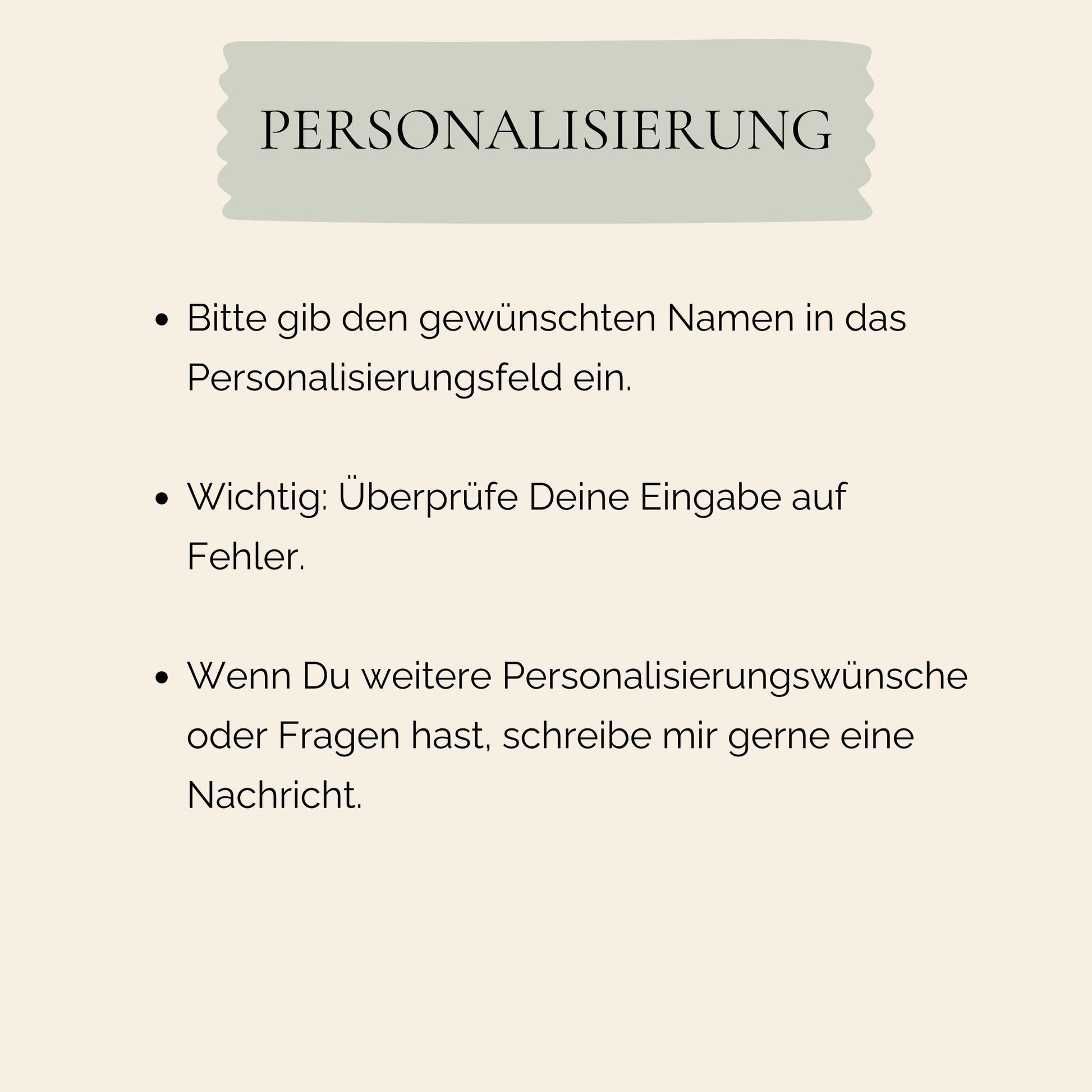 Anleitung zur Personalisierung für das Namensposter Erdbeere A3 & A4 mit wichtigen Hinweisen zur Eingabe und Kontaktmöglichkeiten bei weiteren Wünschen oder Fragen.