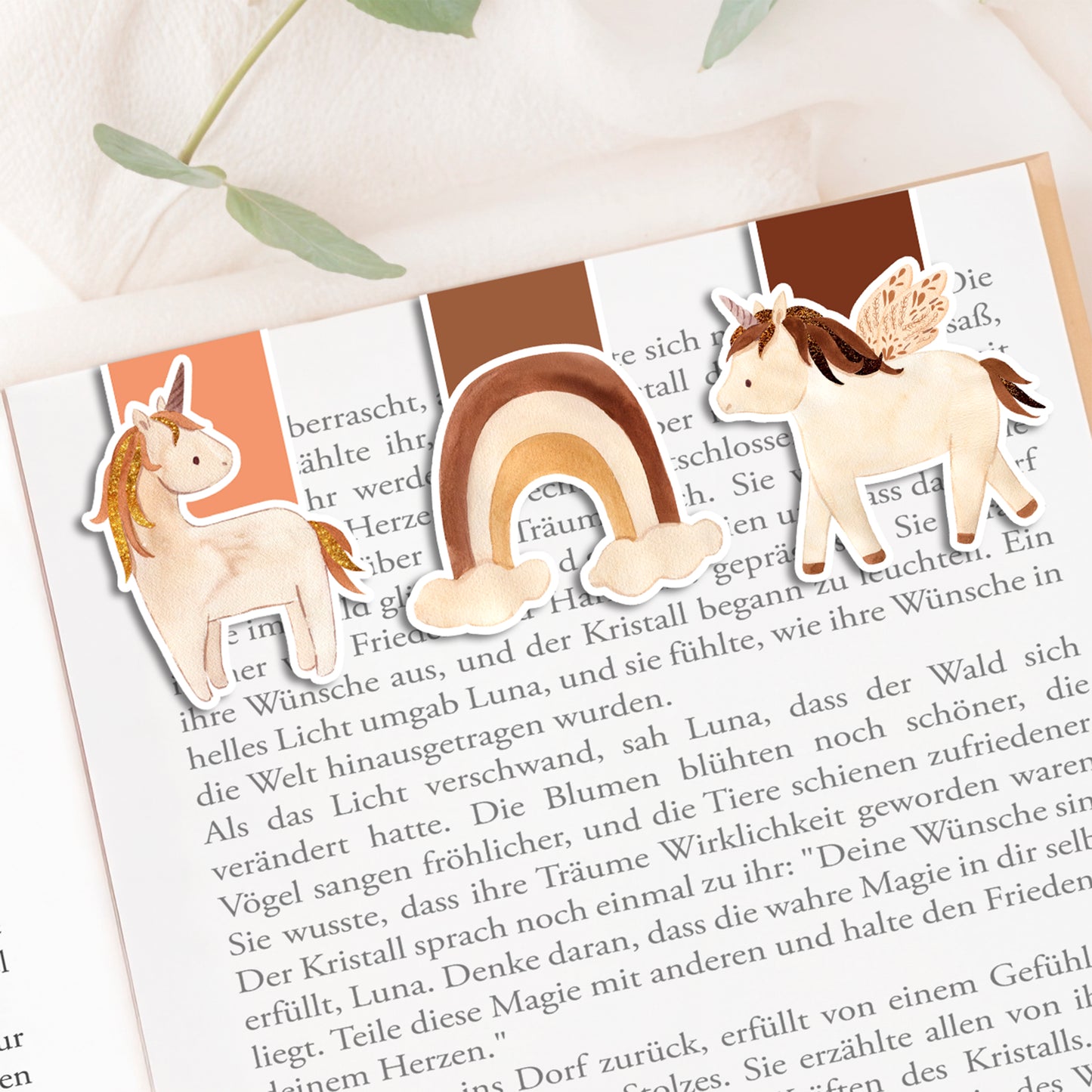 Magnetische Lesezeichen Boho Einhorn – 3er Set
