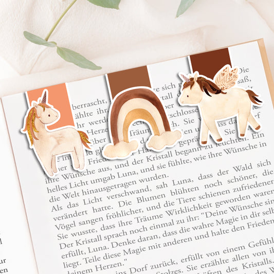 Magnetische Lesezeichen Boho Einhorn – 3er Set