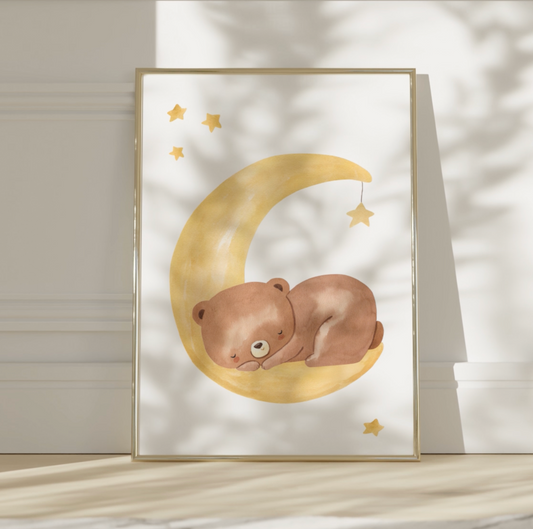 Träumender Bär auf dem Mond Poster