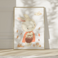 Poster Hase Rotkäppchen in A4 & A3: Aquarell Hase mit Korb und rotem Umhang im Herbst, ideal für Kinderzimmer.  Video