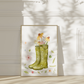 Poster Gummistiefel und Wildblumen A4 & A3: Handgemaltes Bild, grüne Gummistiefel mit Wildblumen, ideal für farbenfrohe Kinderzimmer oder Küchen. Hochwertiges, mattes Naturpapier.