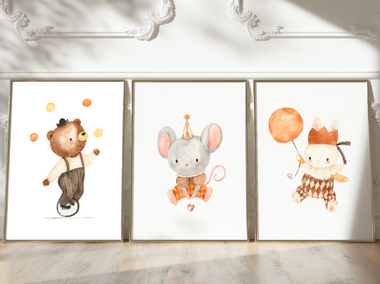 Bunte Zirkusfamilie – 6er Poster Set