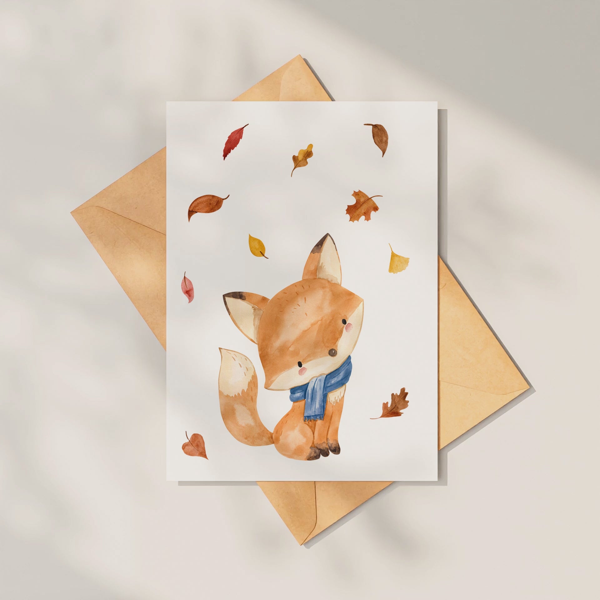 Karte Fuchs & Herbstlaub A6: Eine Postkarte mit Aquarell-Fuchs im Herbstlaub, auf hochwertigem Naturpapier gedruckt. Perfekt für Grüße oder als Herbstdekoration. Video